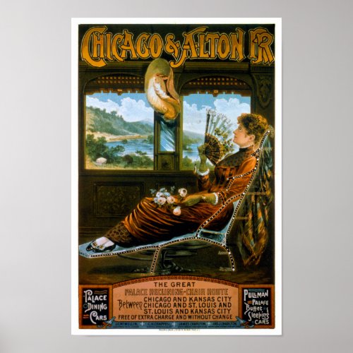 Chicago  Alton Railroad Vintage Travel Poster