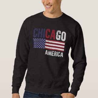 Chicago America Flag American Mens Womens Kids Sweatshirt