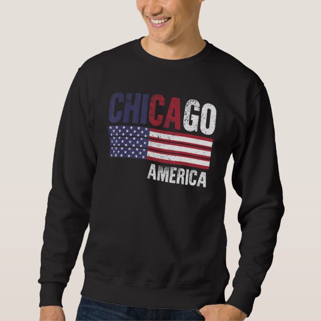 Chicago America Flag American Mens Womens Kids Sweatshirt (Front)