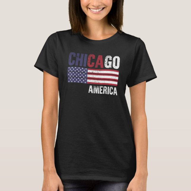 Chicago America Flag American Mens Womens Kids T-Shirt (Front)