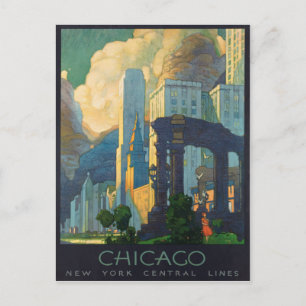 Chicago America Vintage Travel Poster Postcard