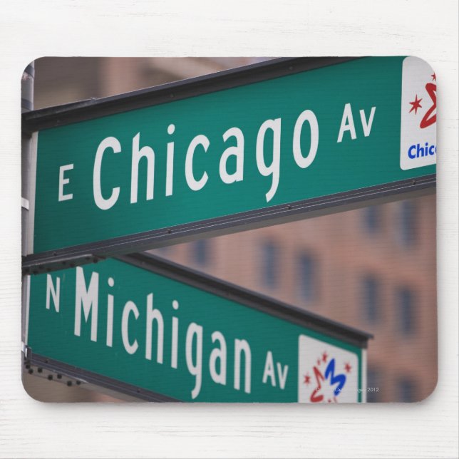 Chicago and Michigan Avenue signposts, Chicago, Mouse Pad (Front)