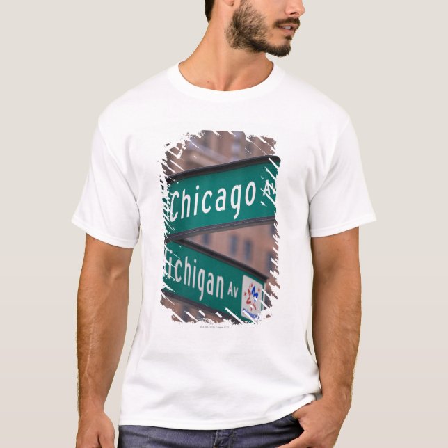 Chicago and Michigan Avenue signposts, Chicago, T-Shirt (Front)