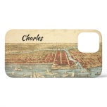 Chicago Antique Map, LaSalle Street and River iPhone 12 Case