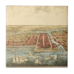 Chicago Antique Map, LaSalle Street and River Ceramic Tile