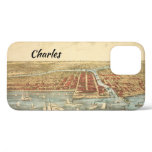 Chicago Antique Map, LaSalle Street and River iPhone 12 Case