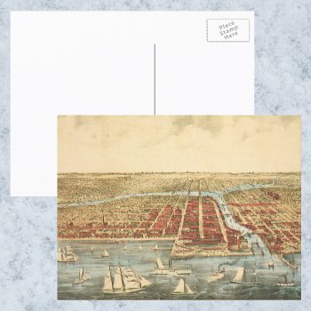 Chicago Antique Map  Lasalle Street And River Postcard by YesterdayCafe at Zazzle