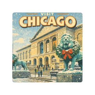 Chicago Art Institute in winter metal art