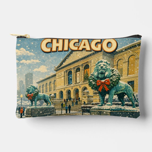 Chicago Art Institute in winter poster Accessory Pouch (Front)
