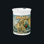 Chicago Art Institute in winter poster Beverage Pitcher<br><div class="desc">The Art Institute of Chicago in winter</div>