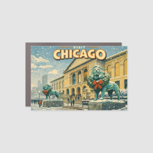 Chicago Art Institute in winter poster Car Magnet
