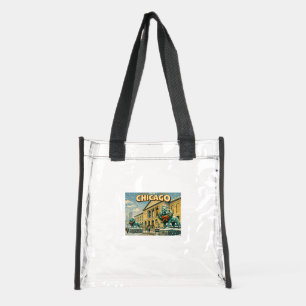 Chicago Art Institute in winter poster Clear Tote Bag