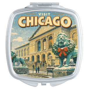 Chicago Art Institute in winter poster Compact Mirror