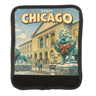 Chicago Art Institute in winter poster Luggage Handle Wrap