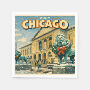 Chicago Art Institute in winter poster Napkins