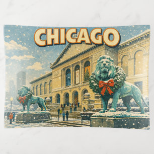 Chicago Art Institute in winter poster Trinket Tray