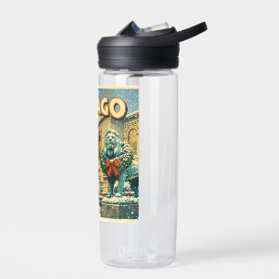 Chicago Art Institute in winter poster Water Bottle