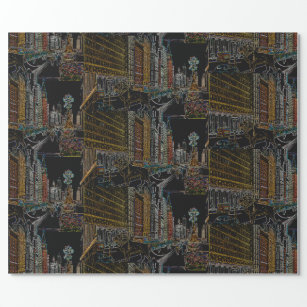 CHICAGO ART INSTITUTE LIONS MICHIGAN AVE NEON 1930 WRAPPING PAPER