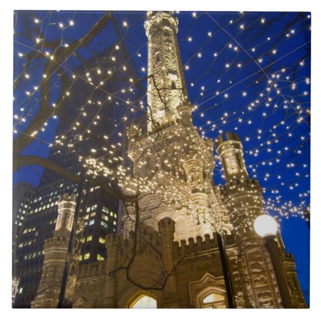 Chicago at Christmastime Ceramic Tile (Front)