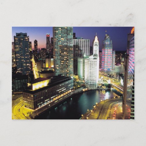 Chicago at night postcard