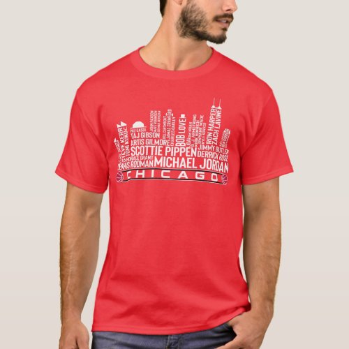 Chicago Basketball Legends Chicago City Skyline T_Shirt