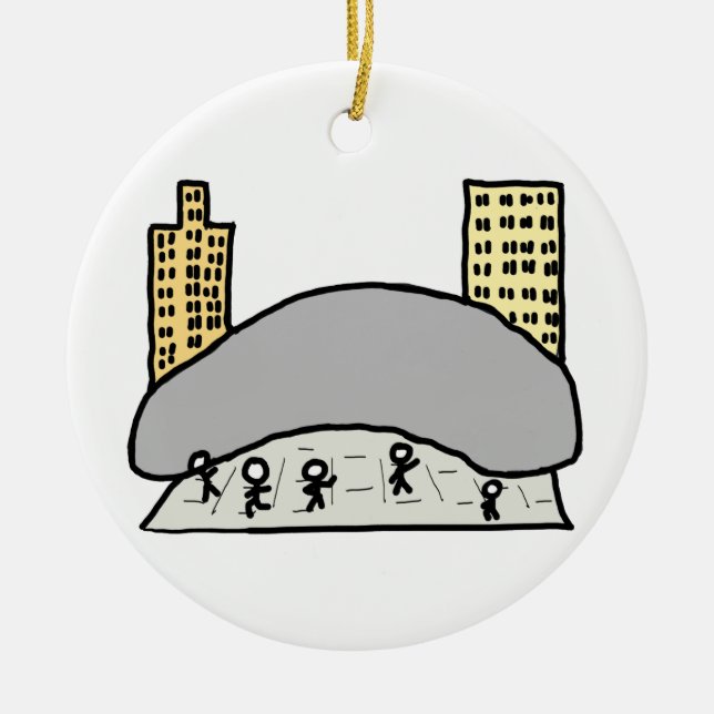 Chicago Bean Ceramic Ornament (Front)