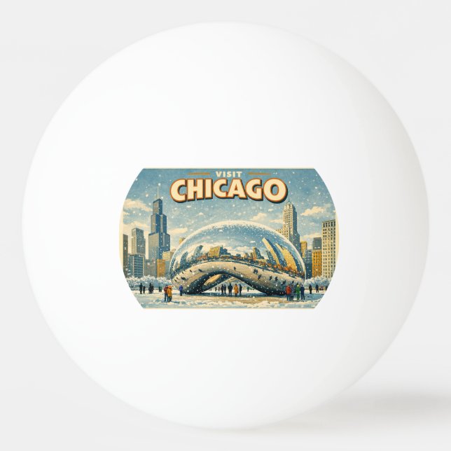 Chicago Bean in Winter ping pong ball (Front)
