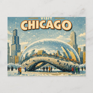 Chicago Bean in Winter Postcard
