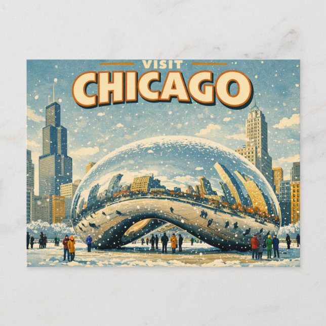 Chicago Bean in Winter Postcard (Front)