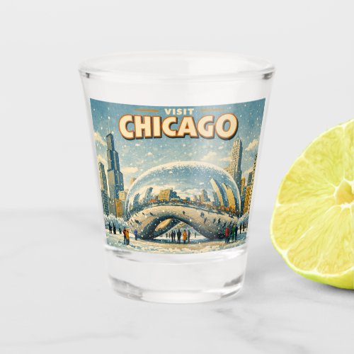 Chicago Bean in Winter  Shot Glass