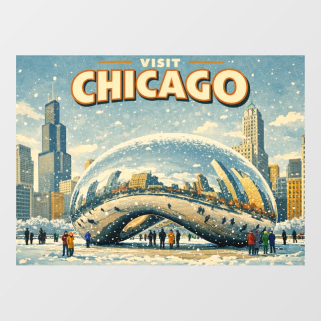 Chicago Bean in Winter  Window Cling (Sheet)