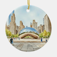 Chicago Bean Watercolor