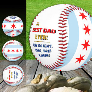 Chicago Best Dad, patriotic USA, Chicago Flag Baseball