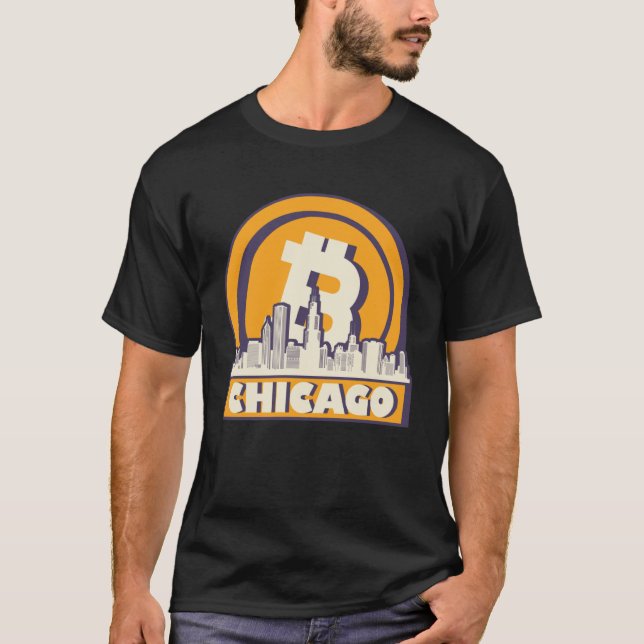 Chicago Bitcoin Maximalist  Bitcoin Chicago Skylin T-Shirt (Front)