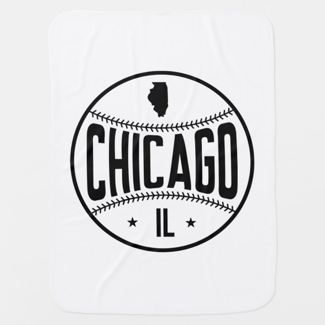 Chicago (Black) Baseball Themed Baby Blanket (Front)