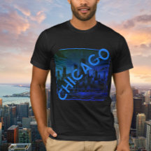 Chicago Black Blue Name Graphic T-Shirt