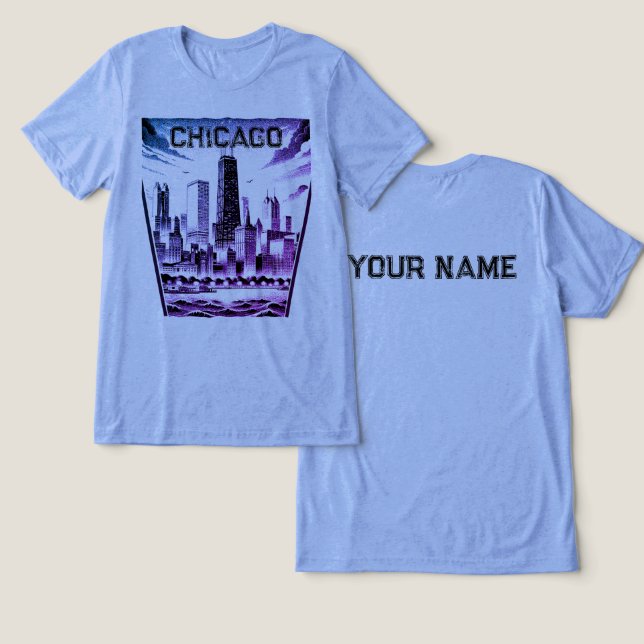 Chicago Black Graphic T-Shirt  Tri-Blend Shirt (Design Front & Back)