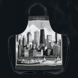 Chicago Black White  Apron<br><div class="desc">Chicago black and white kitchen apron. Perfect for fans and those living in Chicago. The black and white apron features the Chicago Illinois cityscape and skyline. Nice accessories for kitchen dining. Very versatile and stylish. Keep the text on the front of the apron or use the template to customize the...</div>