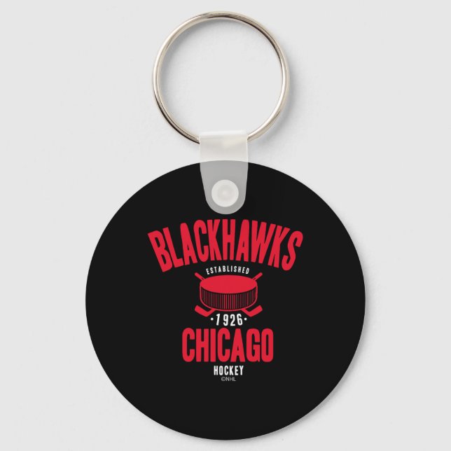 Chicago Blackhawks Hockey Puck Black Officially Li Keychain (Front)