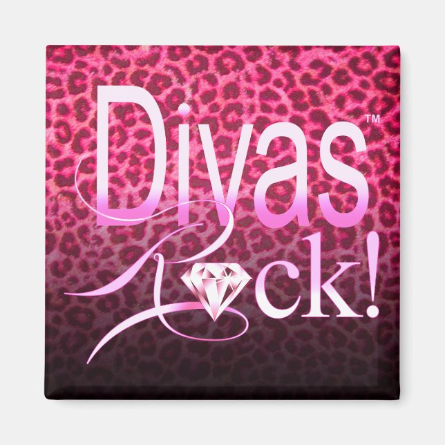CHICAGO BLING - Leopard "Divas Rock!" Magnet (Front)