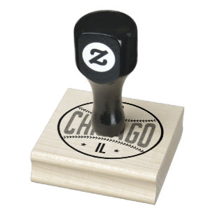 Chicago (Blue/Red) Baseball Themed Rubber Stamp