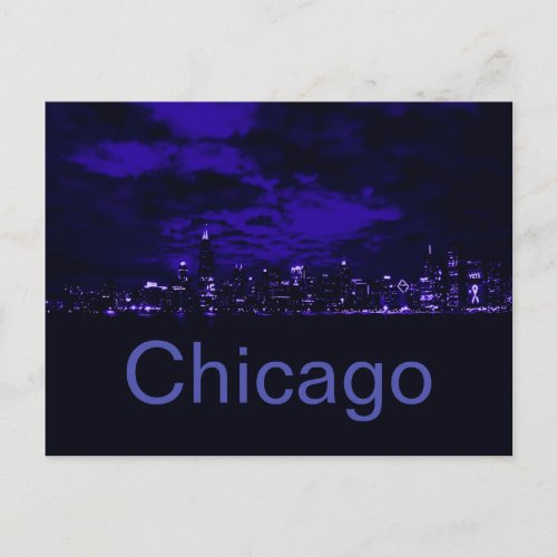 Chicago Blue Skyline Postcard