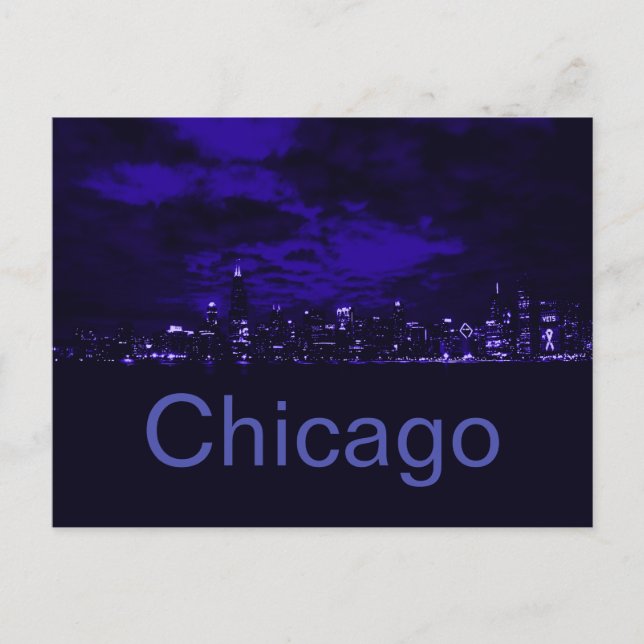 Chicago Blue Skyline Postcard (Front)