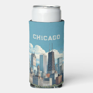 Chicago Blue Skyline Seltzer Can Cooler