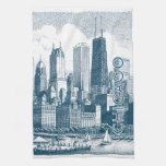 Chicago Blue White Kitchen Towel