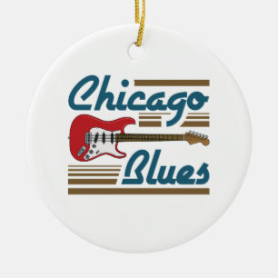 Chicago Blues Music Musician Guitar Ceramic Ornament