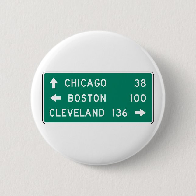 Chicago Boston Cleveland Highway Sign Button (Front)