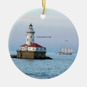 Chicago Breakwater Light 2 sided ornament