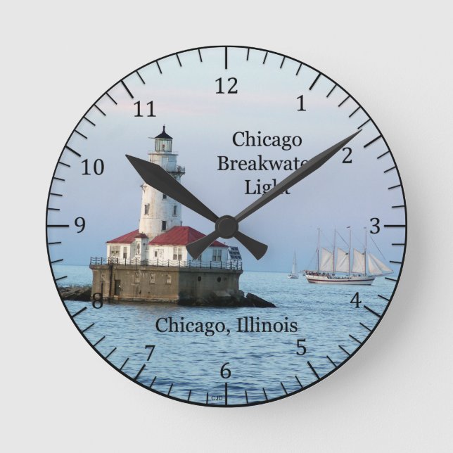 Chicago Breakwater Light and boat clock (Front)