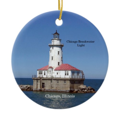 Chicago Breakwater Light circle ornament